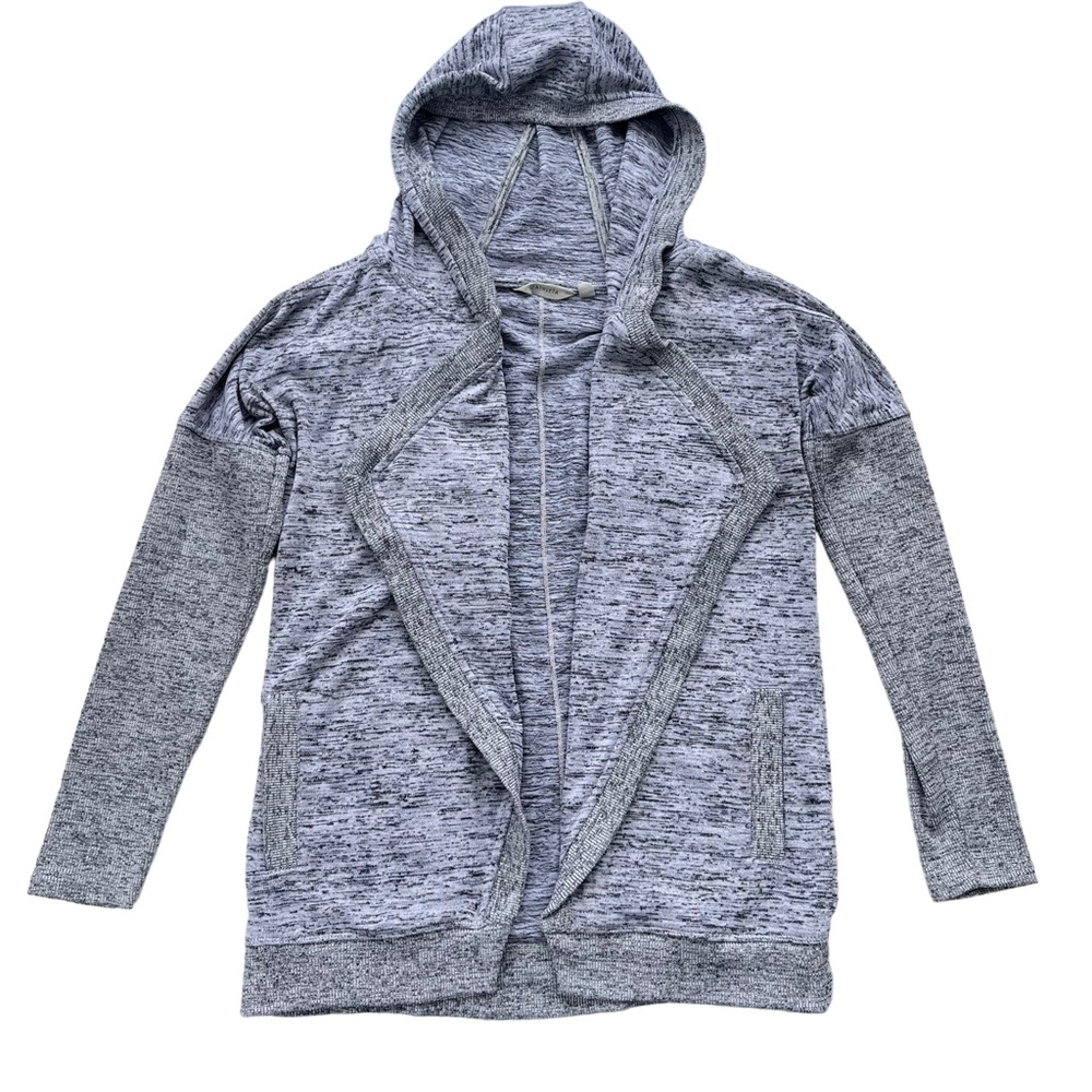 Athleta Women’s XS Heather Gray Blissful Open Front Wrap Hooded Cardigan Sweater